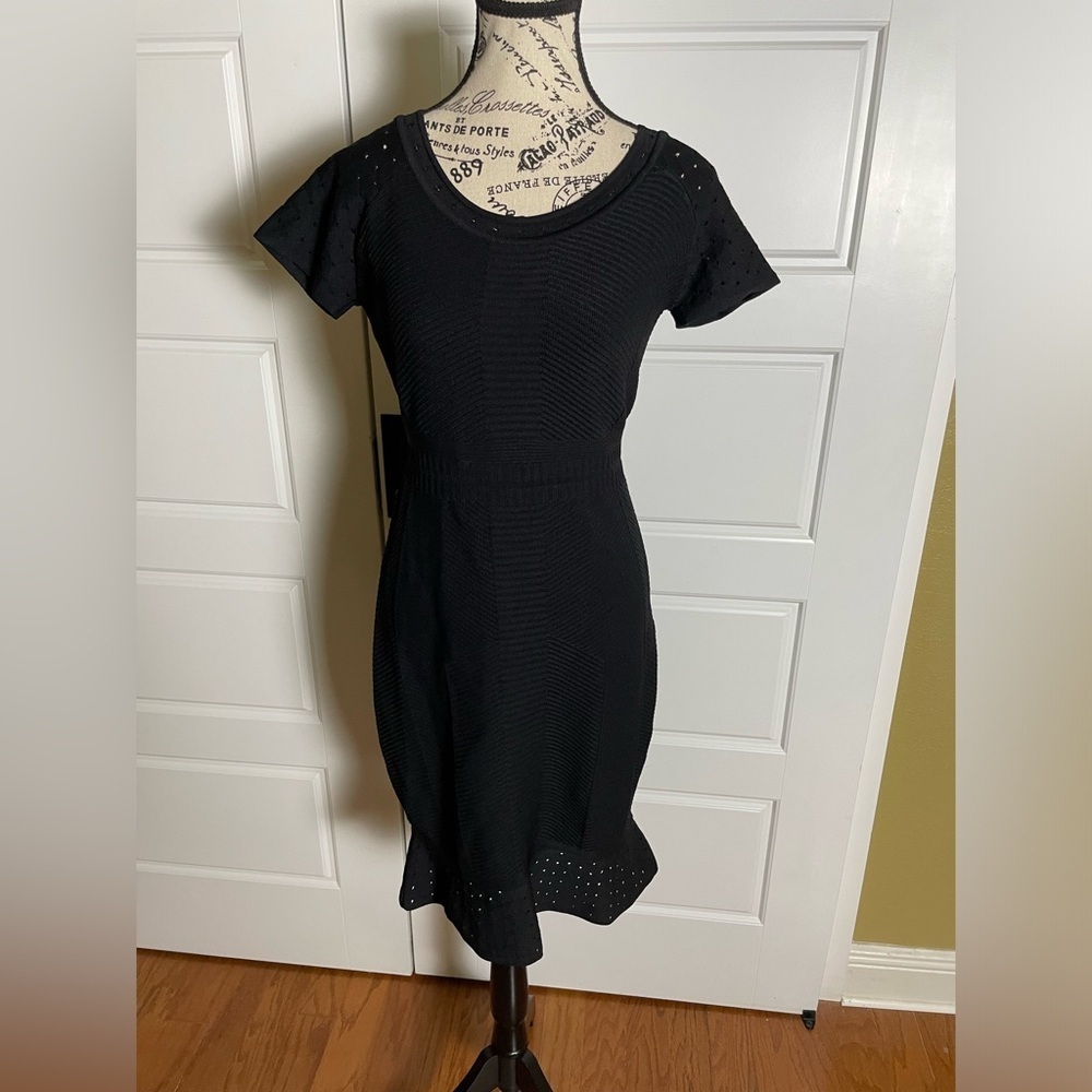 Anthropologie Yoana Baraschi Viscose Knit Eyelet Hem Dress